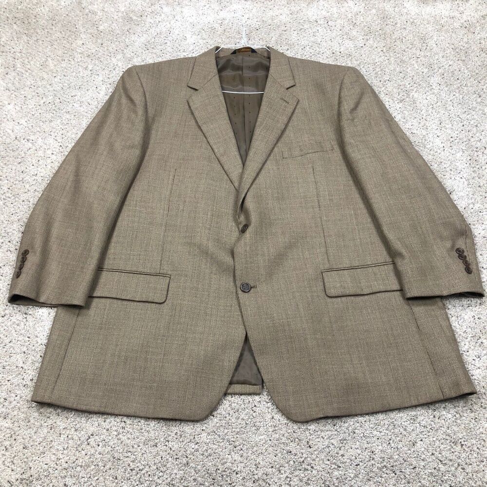 Joseph & Feiss Gold Blazer Mens 50L Brown 100% Wool Sport Coat Suit Jacket Baggy